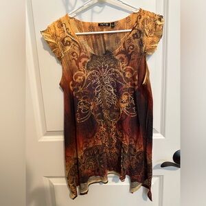 Apt 9 colorful sublimination print top. Size large